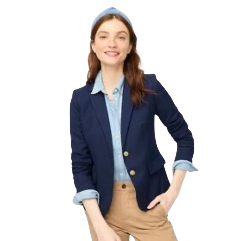 New J. Crew Women Wool Blend Schoolboy Blazer size 2 Academia‎ Preppy Old Money